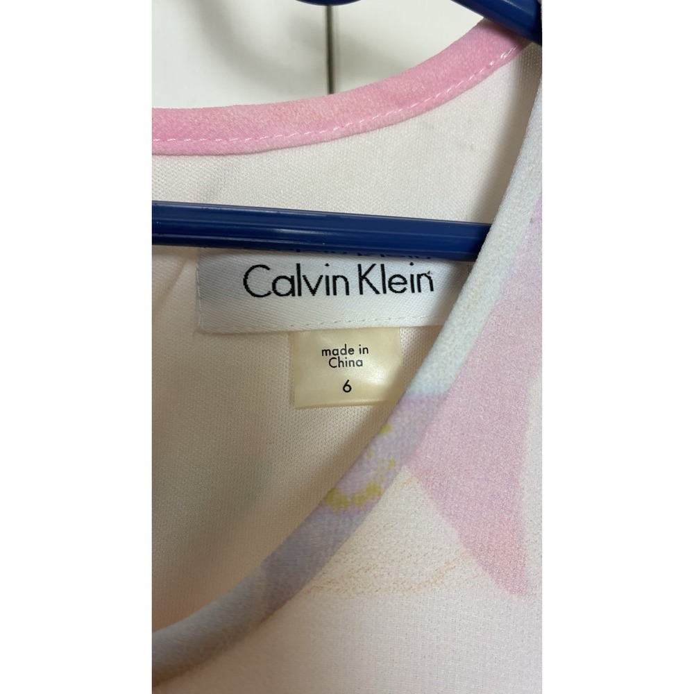Calvin Klein Women's Printed Trapeze Dress (6, Blush Multi) - Picture 3 of 6